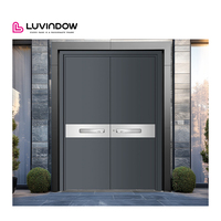 Porte pivotante d'entrée en verre à faible émissivité trempé en bois et aluminium de style moderne pour la résidence