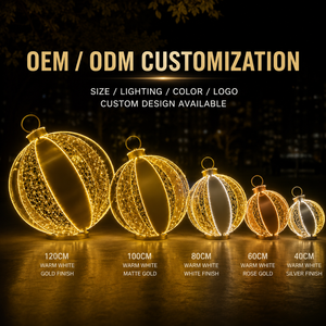 ไฟประดับตกแต่งคริสต์มาสกลางแจ้งแบบ LED รูปทรงลูกบอล 3 มิติ กันน้ำ สำหรับตกแต่งห้างสรรพสินค้า ลานกิจกรรม สวนสาธารณะ ในช่วงเทศกาล - Product Image 3