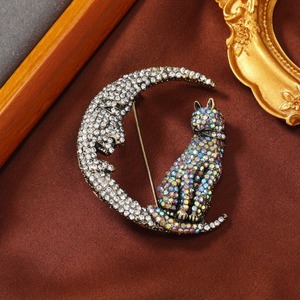 <span class=keywords><strong>Spilla</strong></span> Vintage a Forma di Luna con Strass, Elegante Accessorio per Cappotti da Donna, <span class=keywords><strong>Spilla</strong></span> per Abiti da Uomo - Product Image 5