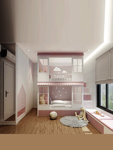<span class=keywords><strong>Lit</strong></span> cabane moderne et minimaliste pour enfants, <span class=keywords><strong>lit</strong></span> superposé princesse pour chambre de filles, <span class=keywords><strong>lit</strong></span> double multifonctionnel avec rangement, personnalisable - Product Image 4