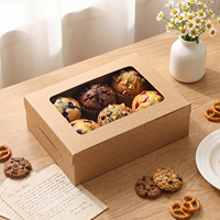 Boîtes à pâtisserie en papier kraft brun biodégradable avec fenêtre, emballage recyclable pour biscuits, pâtisseries et cadeaux