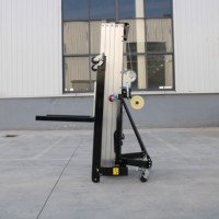 Plateforme élévatrice manuelle à mât unique SUNTOP AML, mât en alliage d'aluminium, base en acier, treuil manuel, équipement de levage, quatre roulettes pivotantes, 8 m
