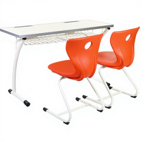 Meubles de classe scolaire, usine ISO, OEM, ODM, ensemble de table et de chaise double en bois robuste personnalisé pour salle de classe scolaire