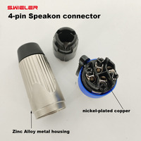 Connecteur de câble de haut-parleur 4 conducteurs en alliage de zinc avec broches en cuivre, connecteur de haut-parleur NLT4FXX Speakon