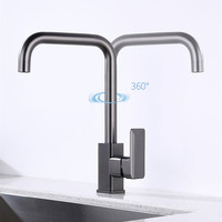 Robinet de cuisine HONGDEC en acier inoxydable gris anthracite, mitigeur monocommande eau chaude/froide avec douchette extractible, montage sur plan de travail