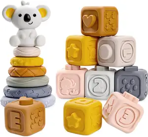 Jouets d'empilage jouets éducatifs précoces empilage anneau d'empilage souple bloc de construction jouet