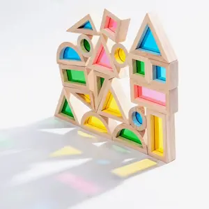 环保3 + 彩色细节儿童木制建筑开发和儿童教育玩具