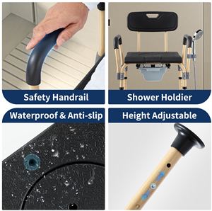 Silla <span class=keywords><strong>de</strong></span> Ducha Plegable <span class=keywords><strong>de</strong></span> Altura Ajustable para Personas <span class=keywords><strong>Mayores</strong></span>, Fácil <span class=keywords><strong>de</strong></span> Instalar, Equipo <span class=keywords><strong>de</strong></span> Seguridad para el Baño, Capacidad <span class=keywords><strong>de</strong></span> Carga <span class=keywords><strong>de</strong></span> 150 kg - Product Image 2