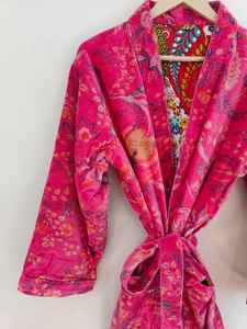 Robe kimono en velours à imprimé animal de la jungle pour femmes, longueur totale, col en V, décontractée d'hiver, mode de luxe, lavable en machine - Product Image 3