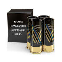 Verres à shot personnalisés en forme de douille de fusil calibre 12, mini-balles de 1,5 oz, style américain, en plastique PP, pour bar, fête, célébration, boîte colorée