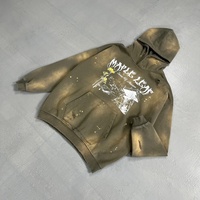 YOUMI ODM/OEM 450g Gilet à capuche en coton délavé style vintage imprimé hiver streetwear pour homme, style rétro urbain
