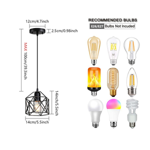 <span class=keywords><strong>Suspension</strong></span> industrielle en fer forgé style farmhouse, réglable en hauteur, avec douille E26/E27, pour salle à manger et chambre à coucher, disponible en stock local - Product Image 2