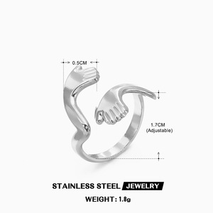 Anillo de Dedo Apilable de Acero Inoxidable con Baño de Oro de 18k, Diseño de Cruz y Corazón, Estilo Hip Hop, para Mujer, con Luna y Estrellas - Product Image 4