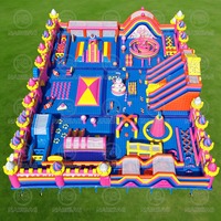 Parc de jeux gonflables géant à thème rose, avec gâteau géant, pour l'extérieur, grand parc commercial de trampolines, grand château gonflable combiné