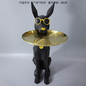 גדול גודל דוברמן כלב שרף פסל עם אחסון מגש עבור סלון עיצוב הבית - Product Image 3