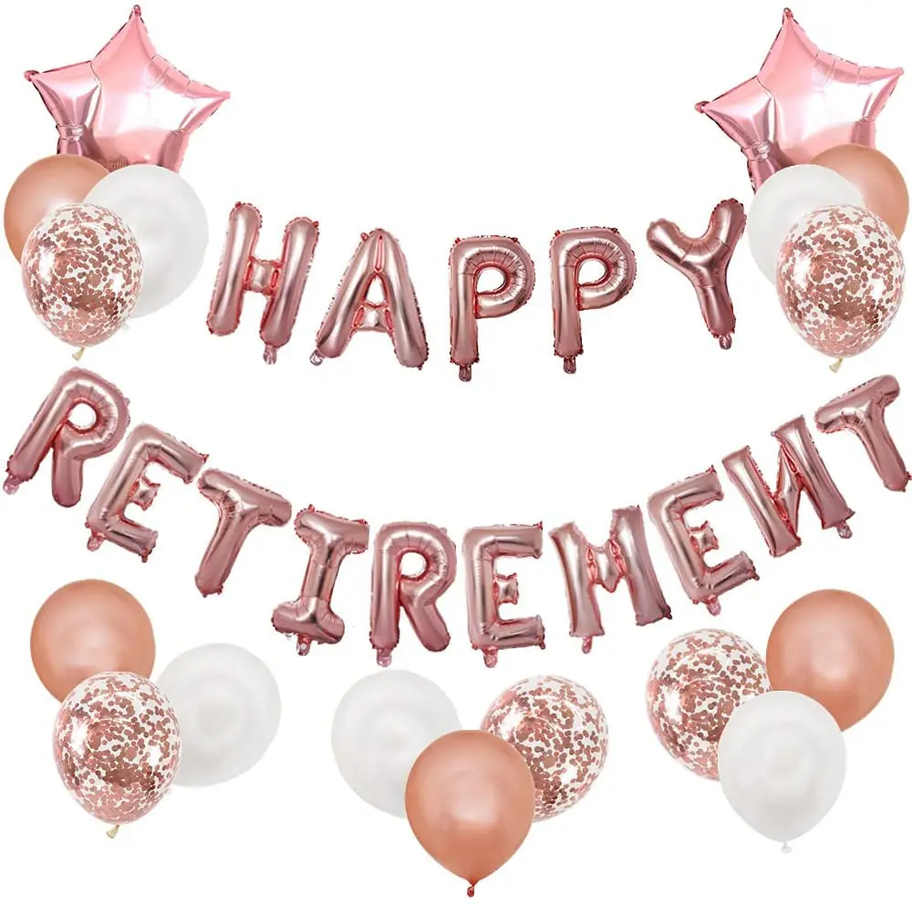 Rose Gold happy retirement Letter Balloon Set Senior Retirement Party balloons