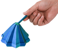 Jouet sensoriel anti-stress à feuilles variables imprimé en 3D, petit format, dégradé vert-bleu, à torsion et rotation