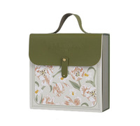 Boîte cadeau en papier avec rabat en PU floral personnalisé, boîte d'emballage en carton robuste pour les collations, pour les cadeaux de mariage