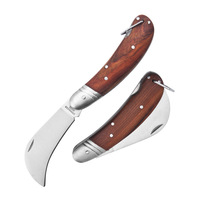 Couteau de jardin pliable en acier inoxydable, couteau de greffage écologique avec manche en bois