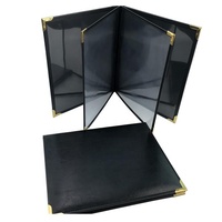Porte-Menu en cuir PU, personnalisé, pour café, couverture de table transparente, 4 Pages à l'intérieur