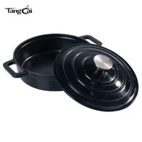 Casserole émaillée à 3 couches, casserole peu profonde en fonte émaillée pour fruits de mer, casserole ronde durable, ustensile de cuisson, commande en gros, vente au détail