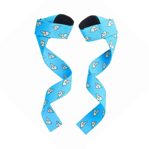 Correas de levantamiento de pesas con estampado de nubes, de algodón/poliéster, acolchadas, con soporte para muñeca, antideslizantes, de alta adherencia. - Product Image 5