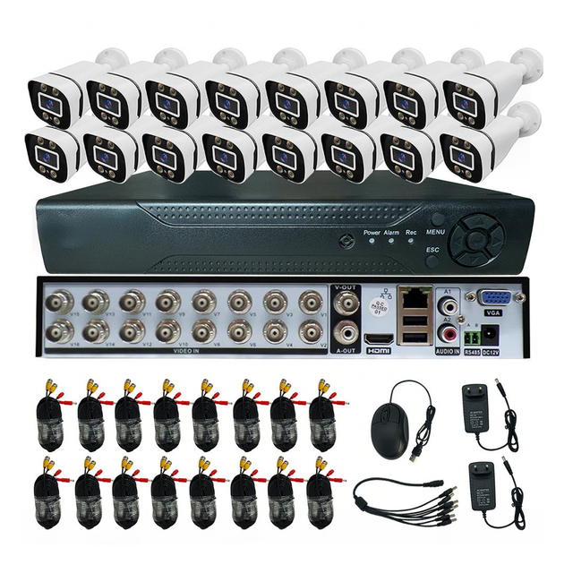 16CH HD Analog Security Camera Video System Full Color Night Vision IP67 Waterproof CCTV AHD Bullet Camera XVR Kit