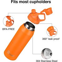 Bouteille d'eau sport CVLIFE Orange 32 oz à débit rapide, isolée sous vide en acier inoxydable, avec bouchon incliné, maintient au froid 24h/24 et au chaud 12h/24