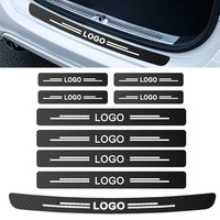 Protecteurs de seuil de porte en fibre de carbone avec logo personnalisé pour Dodge pour Ram décalcomanies en vinyle anti-rayures avec autocollants de voiture en texture de cuir
