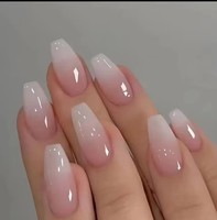 24 Uñas Postizas Francesas Blancas con Diseño de Lazo 3D, Uñas Postizas de Color Nude, Puntas de Uñas Falsas para Mujer, Manicura DIY