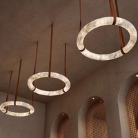 Vente flash - Lampe suspendue en marbre et albâtre certifiée CE - Salon, salle à manger, chambre à coucher - Luminaire suspendu LED pour la maison