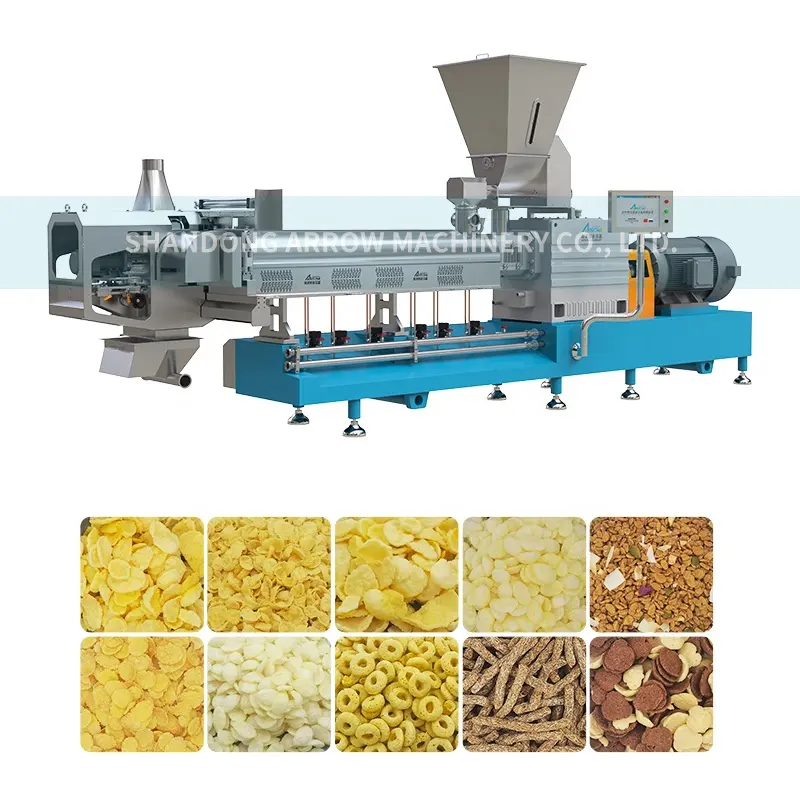 Máquina de fabricación de proceso de producción de copos de maíz con bucles de frutas, fabricante de plantas de aperitivos de cereales de avena a granel