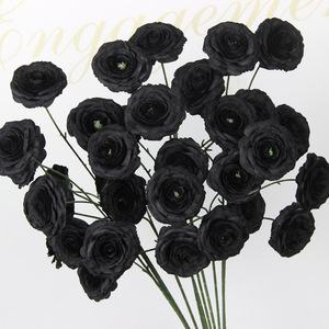 Flores artificiales realistas de <span class=keywords><strong>color</strong></span> negro para bodas, flores de seda para bodas, decorativas, arte floral de rosas ecológicas. - Product Image 4