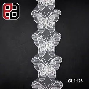 10CM harga pabrik 3D Organza ukuran besar kupu-kupu pengantin renda Trim dengan mutiara manik-manik untuk pengantin Aksesori DIY