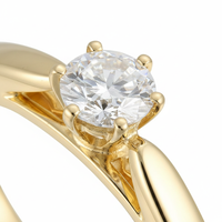 Bague de fiançailles classique solitaire en or 14 carats avec diamant naturel, sertie de quatre griffes, pierre ronde, alliance de mariage