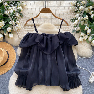 Haut ample sans bretelles à col halter pour femme, nouvelle chemise à manches longues tendance - Product Image 3