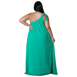 Cross-Border 2022 Summer New European/American Style Plus-Size Women's Sleeveless One-Shoulder Halter Sexy Backless Solid <strong>Dress</strong> - Product Image 3