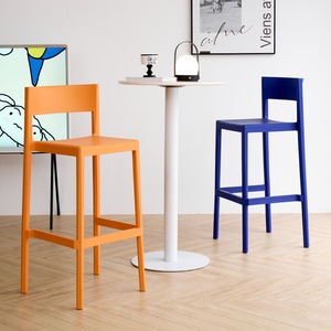Tabouret de bar haut design moderne et minimaliste en plastique écologique pour café commercial, chaise de réception d'hôtel, banc de réception - Product Image 2