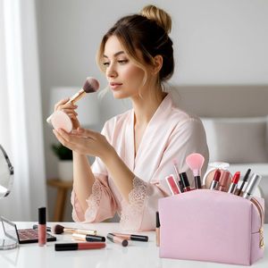 Nueva Bolsa de Cosméticos Portátil de Viaje con Logotipo Personalizado, Bolsa de Aseo de Gran Capacidad con Cierre, Impermeable, Linda Bolsa de Maquillaje de PU - Product Image 4