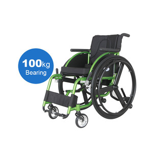 Silla <span class=keywords><strong>de</strong></span> <span class=keywords><strong>Ruedas</strong></span> Manual Semi Deportiva Homrdy para Personas con Discapacidad, con Marco <span class=keywords><strong>de</strong></span> Aluminio Resistente y Asiento <span class=keywords><strong>de</strong></span> Nailon con Revestimiento Líquido Verde CE - Product Image 4