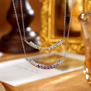 Collar de piedra natural con corte redondo de 3 mm, estilo minimalista, plata de ley 925, joyería de diseño para mujer, 9 Factory Pave. - Product Image 2