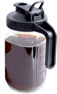 Pichet en verre Mason personnalisé avec logo imprimé en relief, 1 litre (32 oz), avec couvercle en plastique de qualité alimentaire et bec verseur - Product Image 4