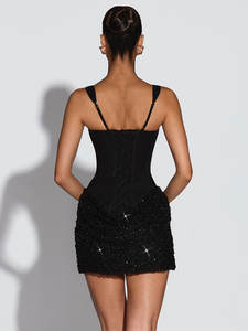 เดรสสั้นเซ็กซี่ประดับเลื่อมผูกเชือกด้านหลังสำหรับผู้หญิง แฟชั่นหรูหรา แขนกุด ทรงเข้ารูป เหมาะสำหรับงานพรอม ปาร์ตี้ คลับ - Product Image 6