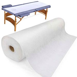 Draps plats jetables en PP d'usine OEM pour hôpitaux et hôtels, emballage en rouleau, tissu non tissé, style uni, protection contre les punaises de lit - Product Image 1