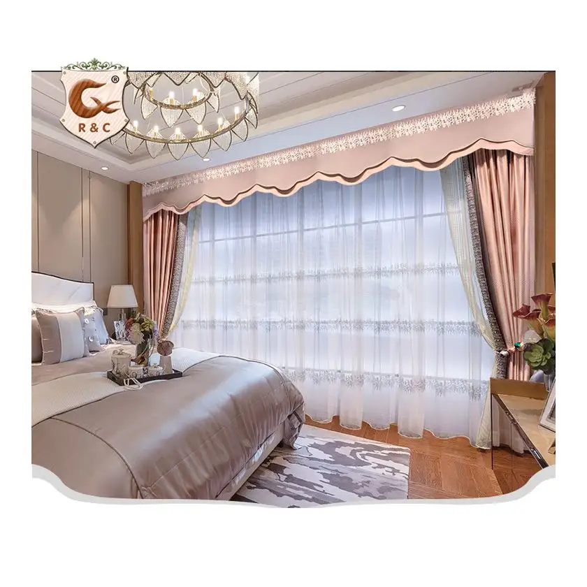 Cortinas de luxo de alta qualidade para sala de estar, atacado, tecido personalizado, decoração de casa, hotel
