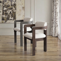 Fauteuil de salle à manger moderne en bois massif, dossier ergonomique convertible |   Revêtement en lin écologique pour hôtels, villas et appartements
