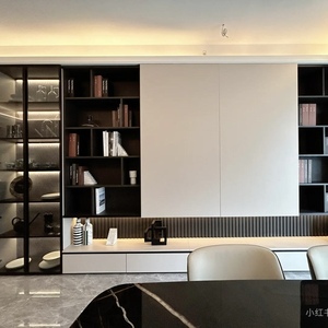 Libreria Moderna <span class=keywords><strong>in</strong></span> Stile Americano Semplice ed Elegante, Interamente <span class=keywords><strong>in</strong></span> Legno con Ante <span class=keywords><strong>in</strong></span> <span class=keywords><strong>Vetro</strong></span> e Ripiani a Pavimento <span class=keywords><strong>per</strong></span> Casa, Ufficio e Scuola - Product Image 3