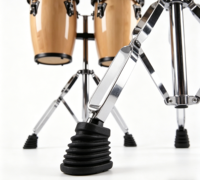Wholesale 8"+9" Natural Gloss Wood Conga Drum Set With Chrome Stand, Goat Skin Hand Percussion Custom Logo for Band Stage