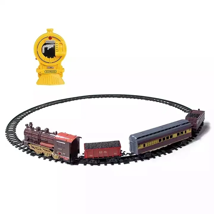 Klasik elektrikli çocuklar Slot Set Rc demiryolu araba ışıkları ses parça oyuncak trenler çocuklar için