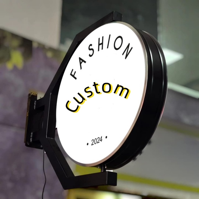 Custom Rotating LED Advertising Sign Indoor/Outdoor Aluminum Frame Light Box Acrylic Lighting 12V Power Steel Decorative Hanging